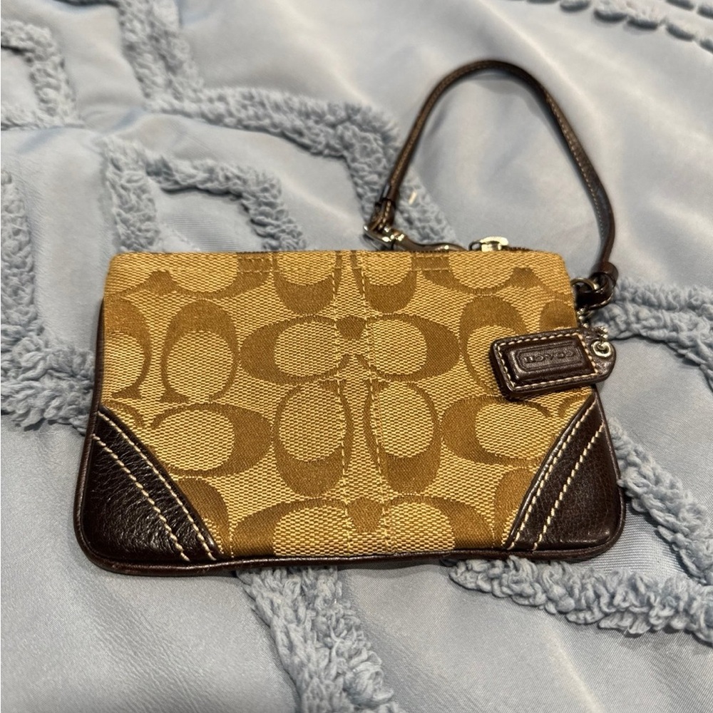 Coach Brown and Tan Wristlet